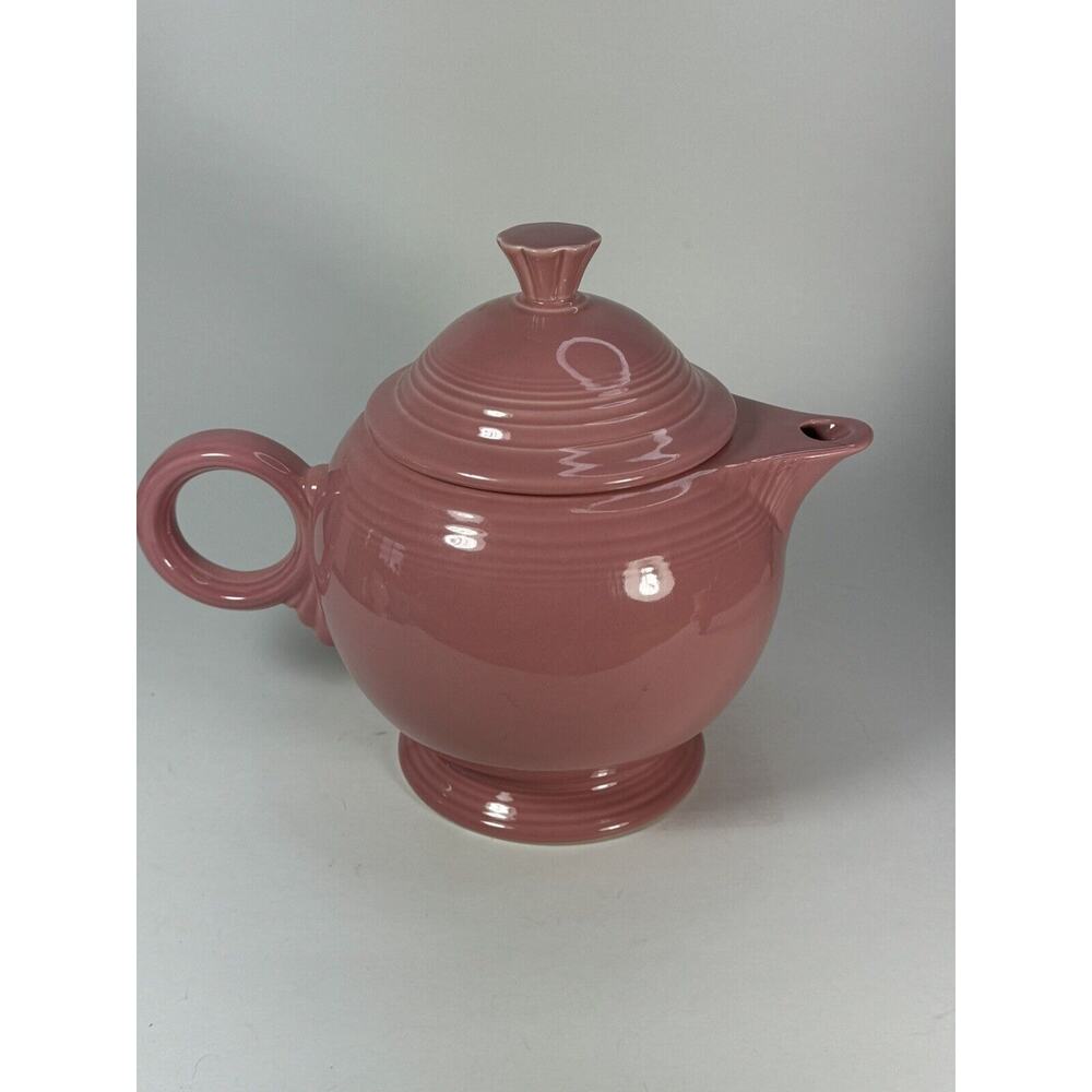 Fiesta Ware Rose Pink Teapot ROUND CIRCLE HANDLE - Picture 2 of 13